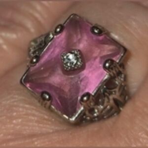 Elegant Pink Gemstone Ring Marked 925 Size 7.5